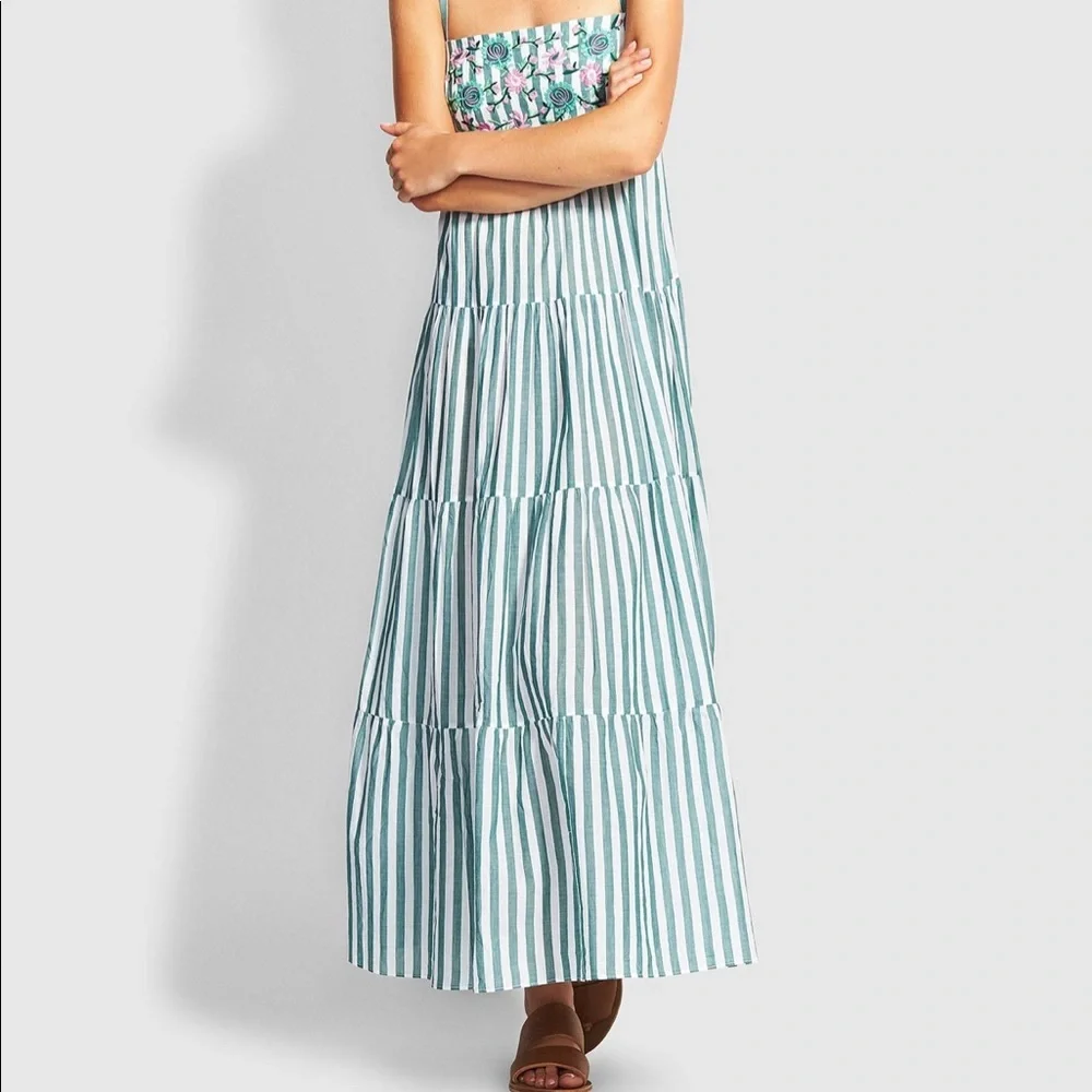 SEAFOLLY Embroidered Striped Tiered Maxi Dress - Women’s Size XS - NEW - Picture 3 of 7